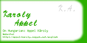 karoly appel business card