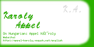 karoly appel business card